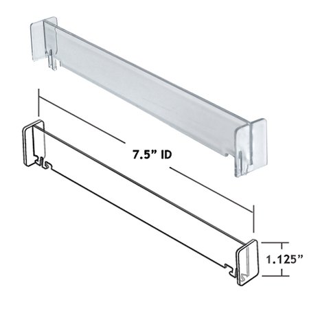 Azar Displays Adjustable Short Divider Bin Cosmetic Tray with Tester on Front and Spring Pushers, Clear, 2-Pack 225840-TESTER-SHORT-2PK